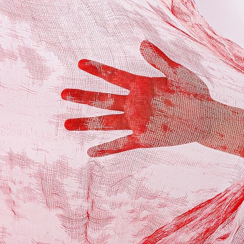 Miniatura 3 de Whaline Tela de gasa espeluznante roja de Halloween de 276 x 87 pulgadas, decoración de Halloween para casas embrujadas, suministros de fiesta