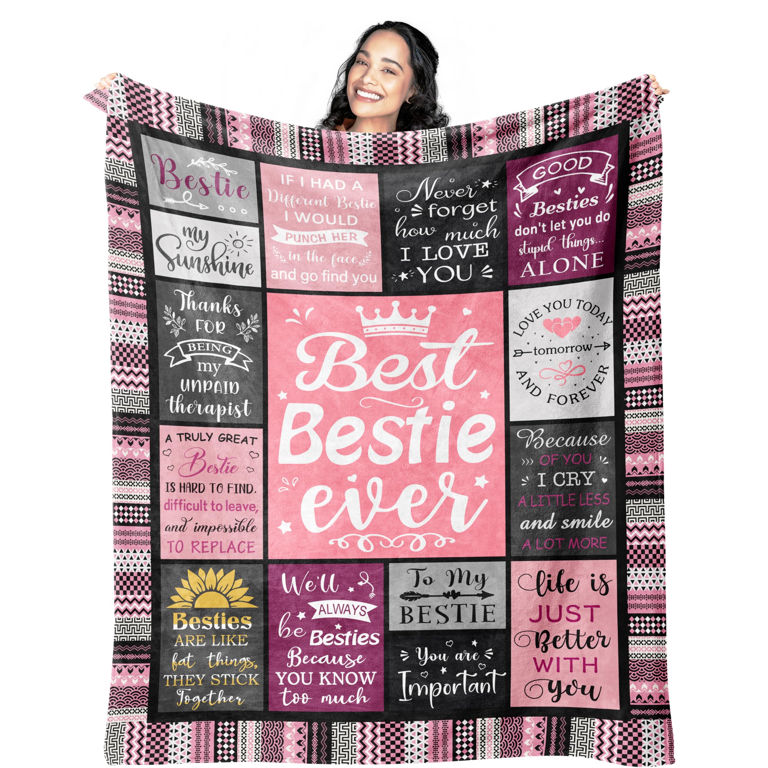 Bestie Decke 60x50 – Geschenk Für Beste Freundin, Weich & Kuschelig, Personalisierbar Für Geburtstag/Weihnachten