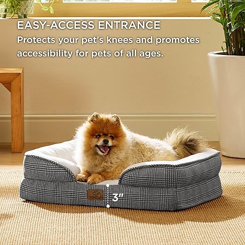 Vista 111 de Bedsure - Cama ortopédica mediana para perros, sofá cama impermeable para perros medianos, espuma de soporte con funda extraíble y lavable, forro