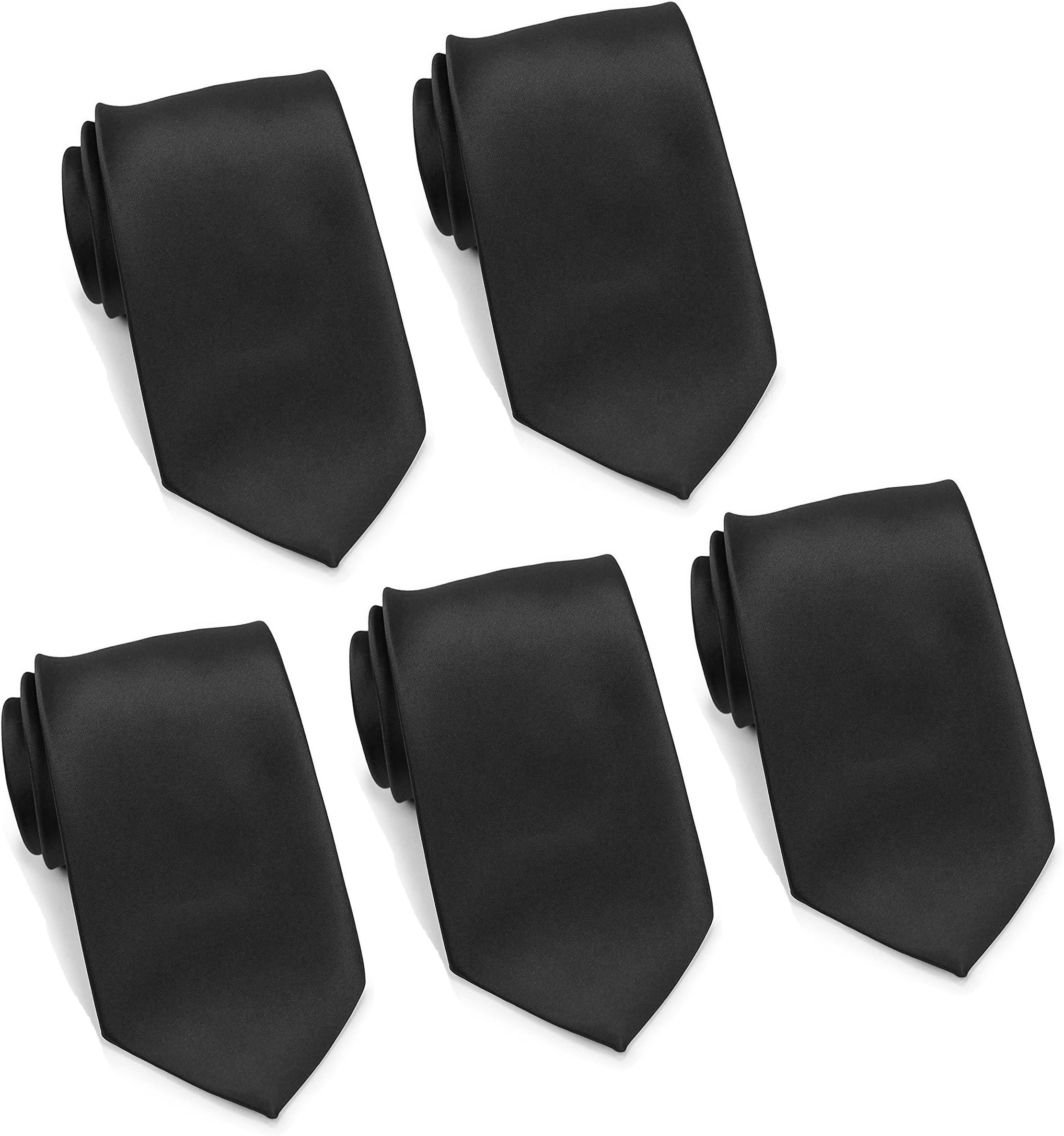 Mens Formal Tie Wholesale Lot of 5 Mens Solid Color Wedding Ties 3.5" Satin Finish