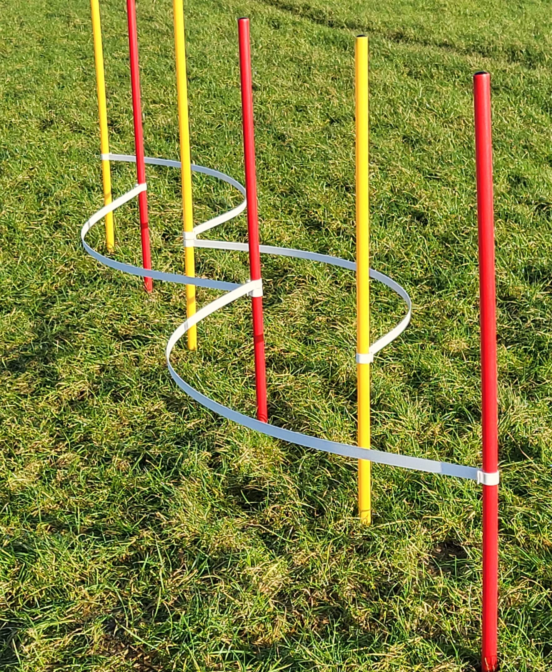Agility - Slalom - AUSBILDUNGSSET MIT 4 SLALOMBÖGEN/TRAININGSBÖGEN + 6 SLALOMSTANGEN ROT/GELB