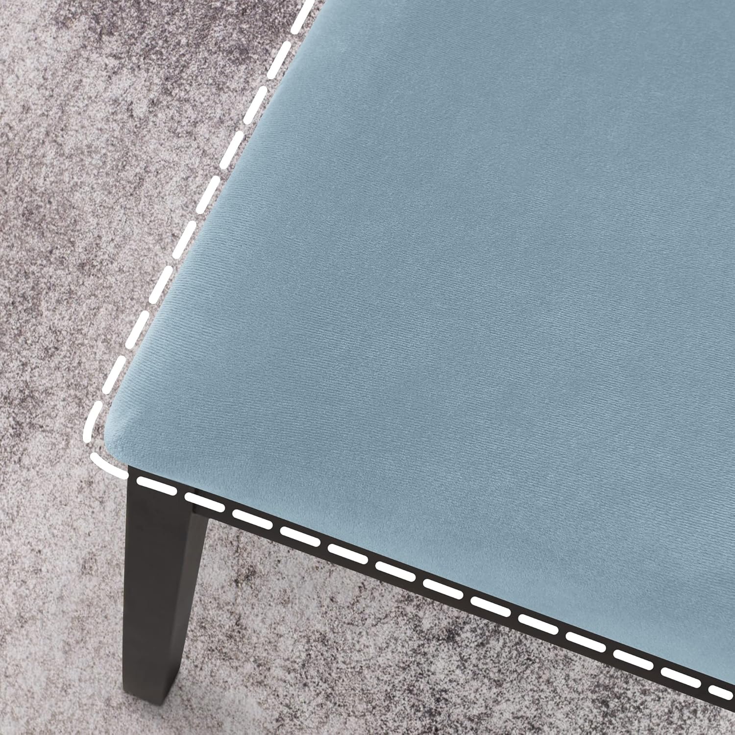 Deisy Dee Velvet Seat Covers for Dining Room Chairs, Chair Covers for Dining Room Set (4, Baby Blue)