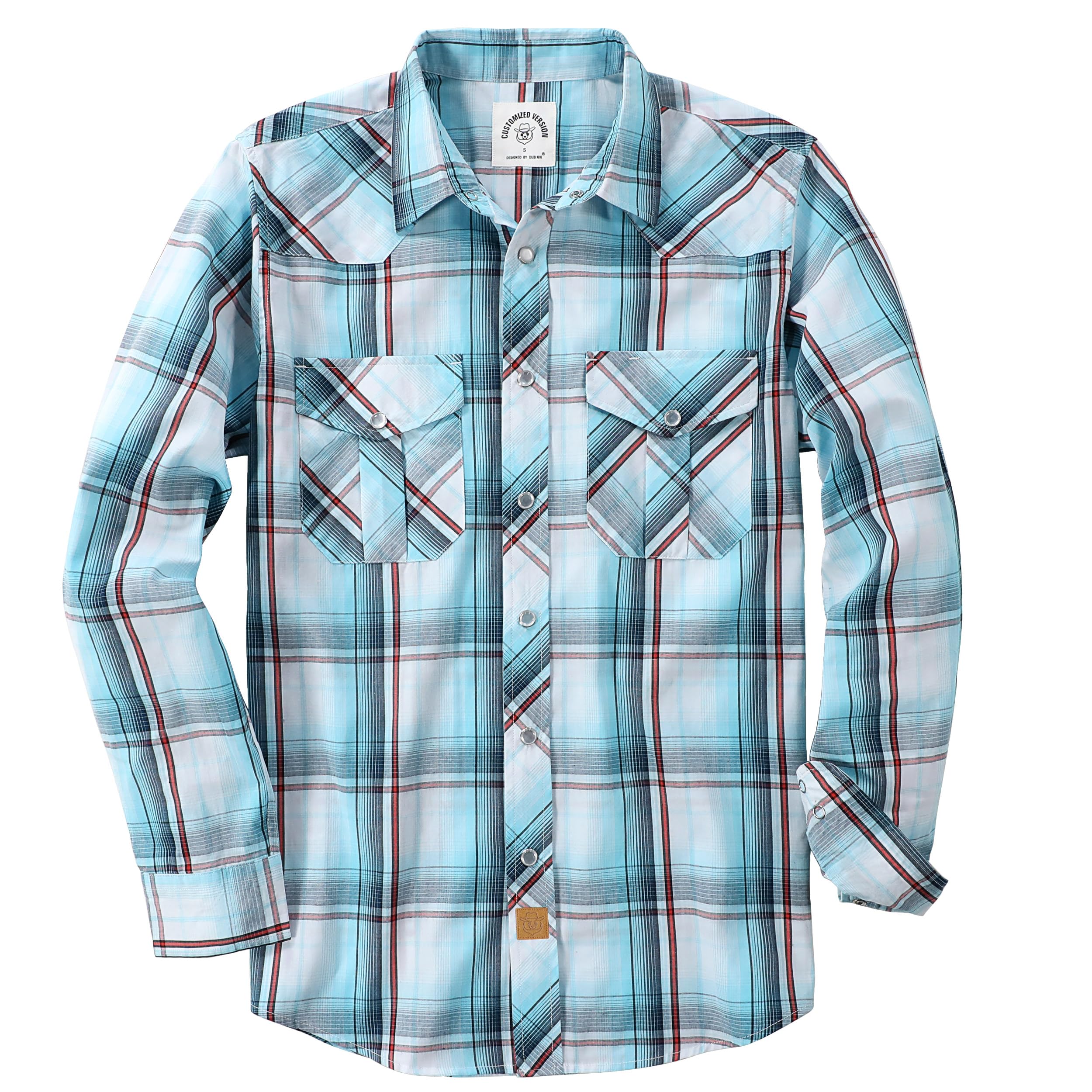 Dubinik® Freizeithemden Für Herren Kariertes Westernhemd Herren Cowboy Druckknöpfe Freizeithemd Langarm Vintage Regular Fit