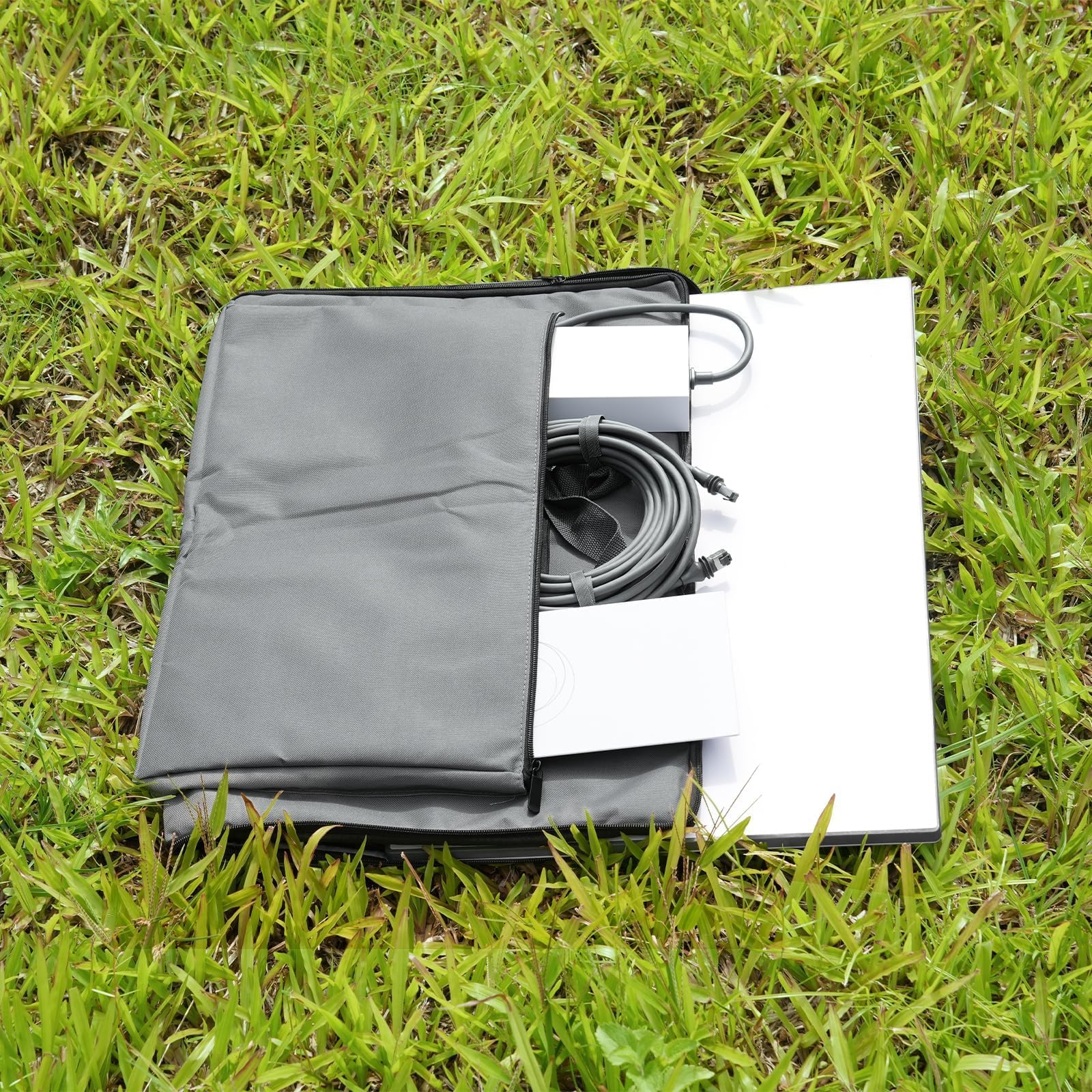 Bingfu Starlink Rectangular Gen3 V3 Bolsa de Viaje kit Internet Diseño de Doble Bolsillo para Antena, Cable Ethernet, Enrutador, Fuente de Alimentación, Ideal para Campamentos en Vehículos Recreativos