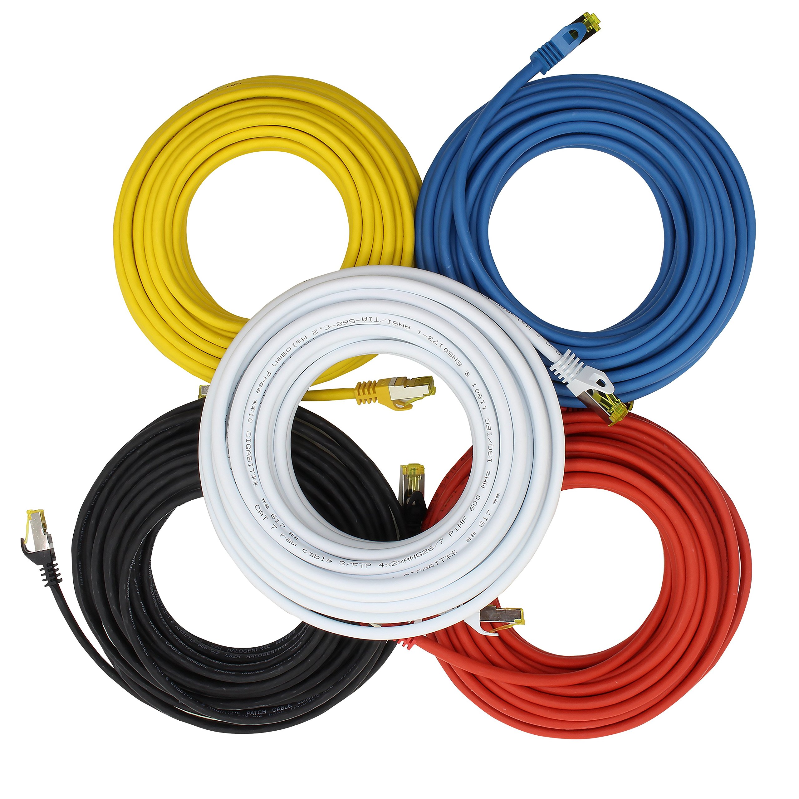 1aTTack.de Câble Réseau Cat7 Cat 7 10 GB/s SFTP - 5x 3,0m - RJ45 Ethernet LAN DSL Routeur Modem - 5 couleurs 03