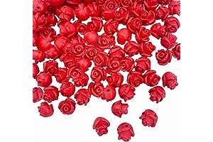 100Pcs Cinnabar Carved Rose Beads for Jewelry Making
