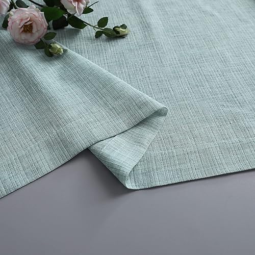 Miniatura 8 de Pitalk Cortinas aguamarina de 84 pulgadas de largo para sala de estar, 2 paneles con ojales, de lino sintético de verano, cortina verde espuma de
