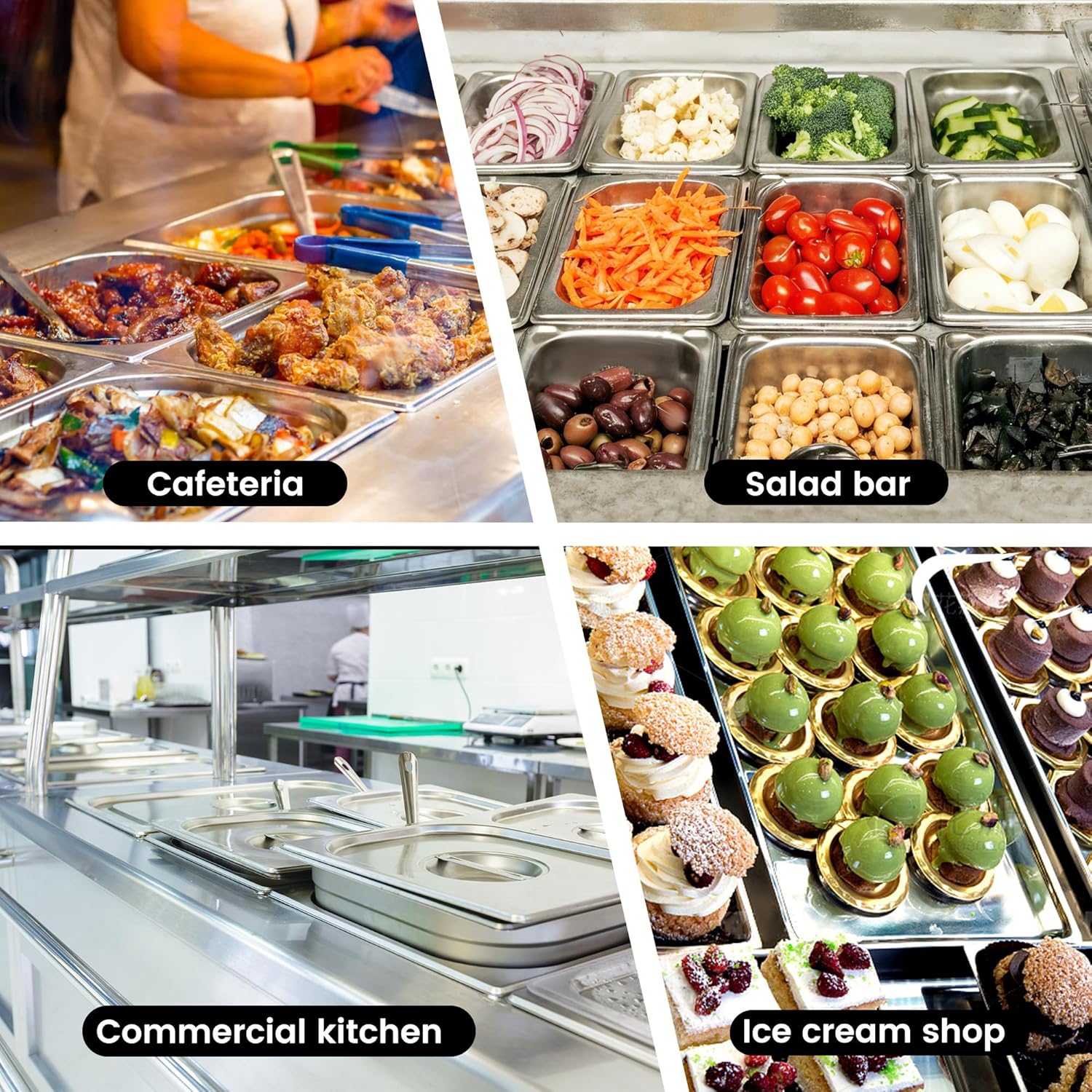 6 Pack Hotel Pans, 1/6 Size 4" Deep, NSF, Commercial Stainless Steel Pan, Steam Table Pan, Catering Food Pans - Image 8