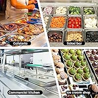 Vista 8 de Paquete de 6 bandejas de hotel, 1/6 tamaño 6" de profundidad, NSF, bandeja comercial de acero inoxidable, bandeja de mesa de vapor, bandejas