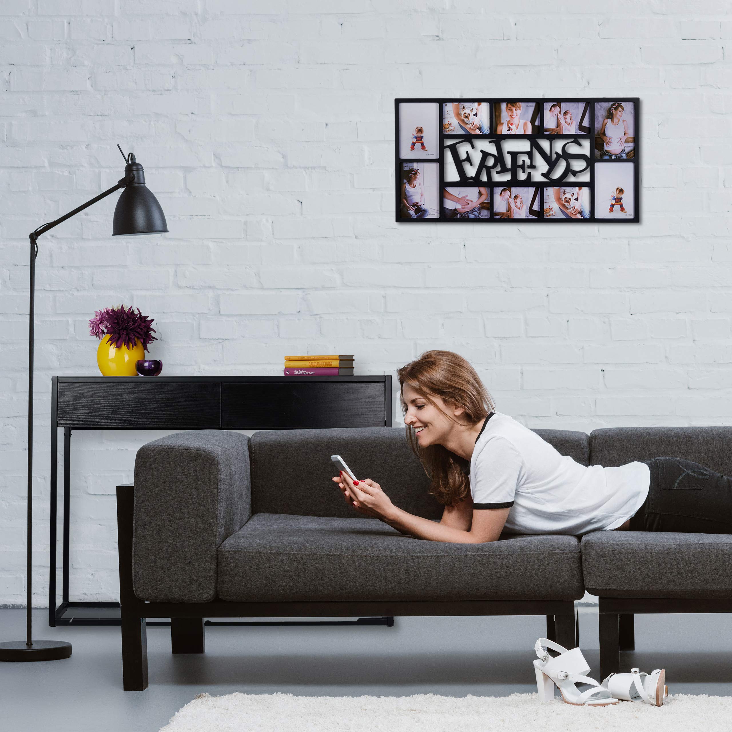 Relaxdays Table Console, Meuble d’appoint 2 tiroirs, HxLxP 80,5x110x40 cm, étroit, Couloir & Salon, Gain de Place, Noir
