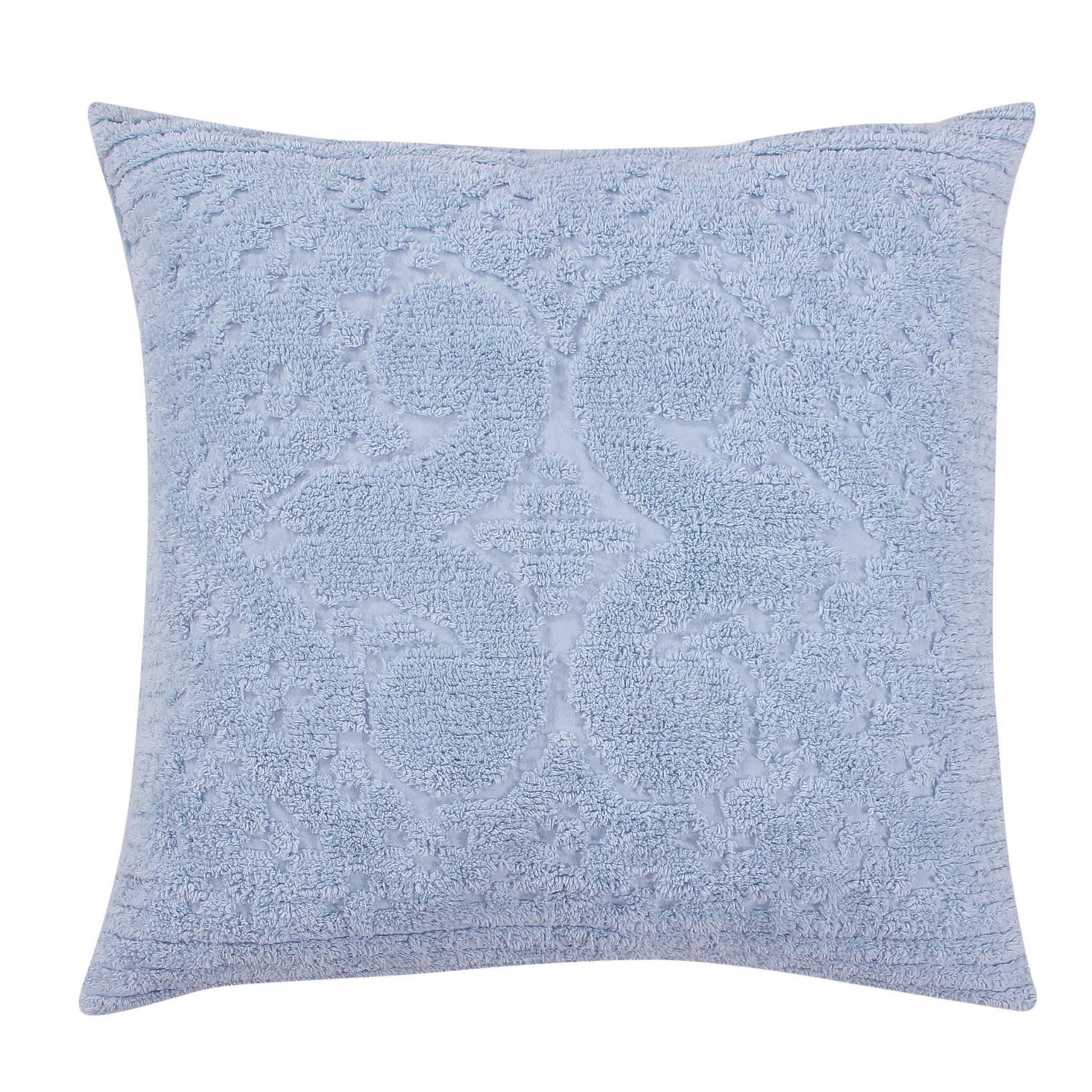 Better Trends Blue Euro Sham 100% Cotton Chenille Bedspread Sham, Soft and Cozy Tufted Tumble Dry (26x26 Euro Sham) Ashton Collection