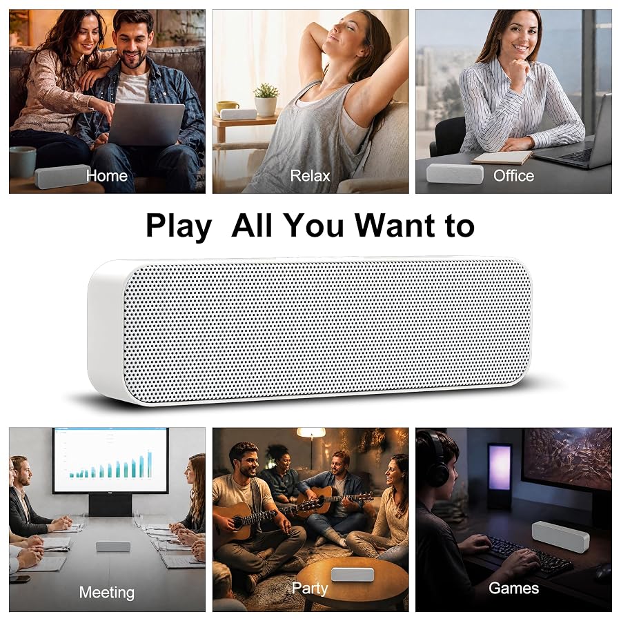 KASOHQEE Computer Speakers for Desktop PC,USB Powered & Plug and Play,with Bluetooth 5.3/3.5mm AUX Input,Small Bluetooth Speakers with Stereo Sound Fit Under the Monitor for Office Work, Gaming, Music, image 6