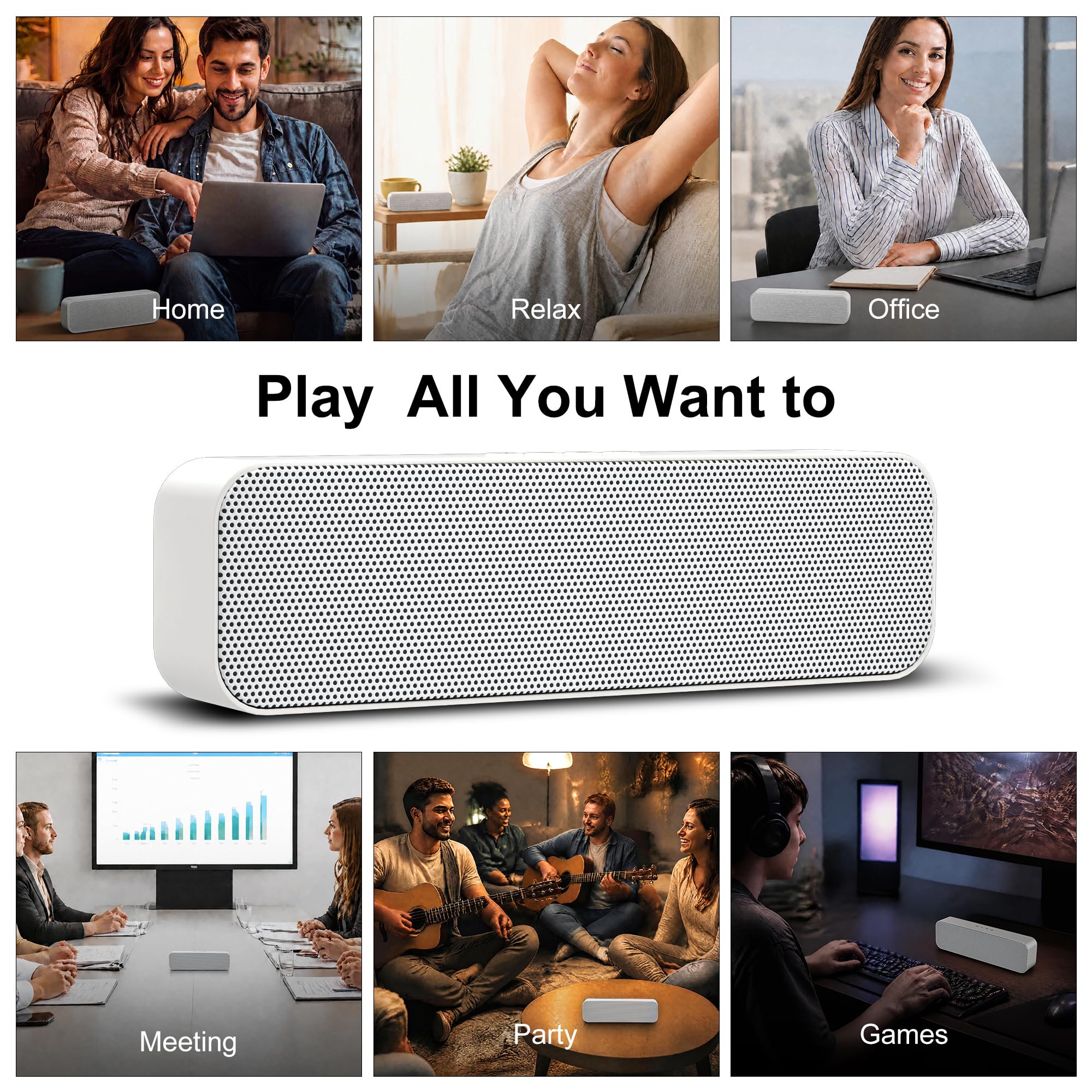 Haut-parleurs d'ordinateur pour PC de bureau, alimentés par USB et Plug and Play, avec entrée auxiliaire Bluetooth 5.3/3,5 mm, petite barre de son pour ordinateur portable avec stéréo