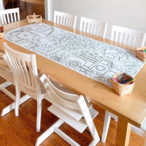 Miniatura 5 de Tiny Expressions Mantel para colorear de otoño para niños, enrollado, sin arrugas, 30 x 72 pulgadas, póster gigante para colorear con temática de