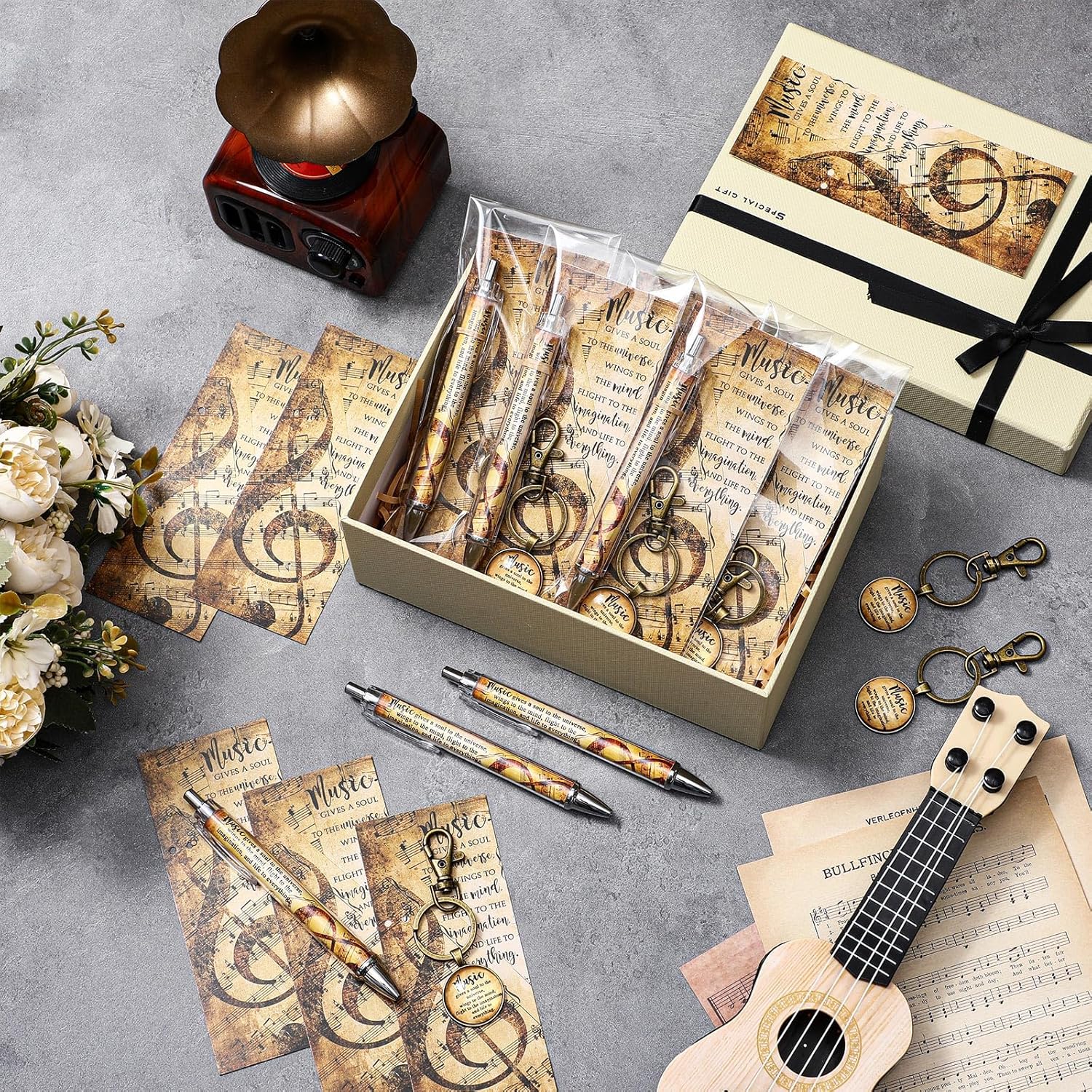 Spakon 25 Sets Music Themed Gifts Inspirational Pens Keychains and Bookmarks Choir Appreciation Gift Party Favors Bulk for Teachers Music Lover Student Musician Employee Classroom Awards - Image 5