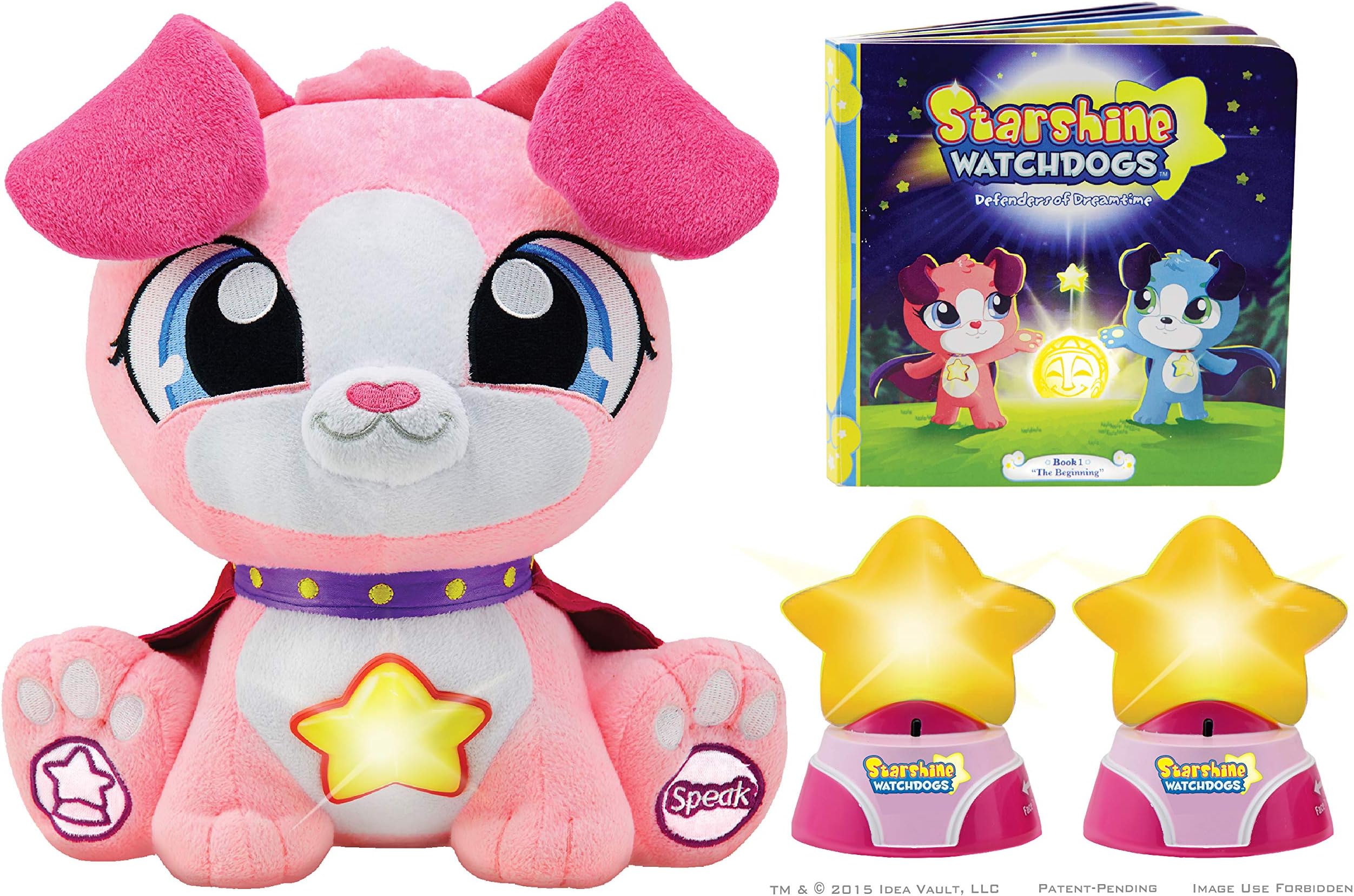 Skye Night Light Talking Stuffed Animal Sleep Toy, Soothing Remote Control Children's Nightlights, Comforting Phrases, Calming Story Book. 4pc Set. Plus Free Coloring Pages! Pink
