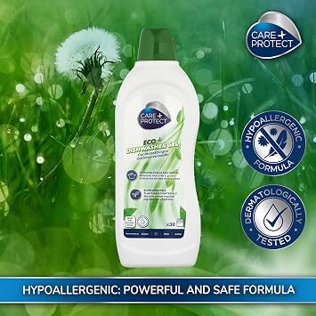 CARE+PROTECT ECO+ Dishwasher Gel - Eco-Friendly Dishwasher Detergent - Hypoallergenic - Free of Dyes and Phosphates - Degreasing and Rinsing Action-Effective in Short Cycles - 650 ml - Upto 38 Washes