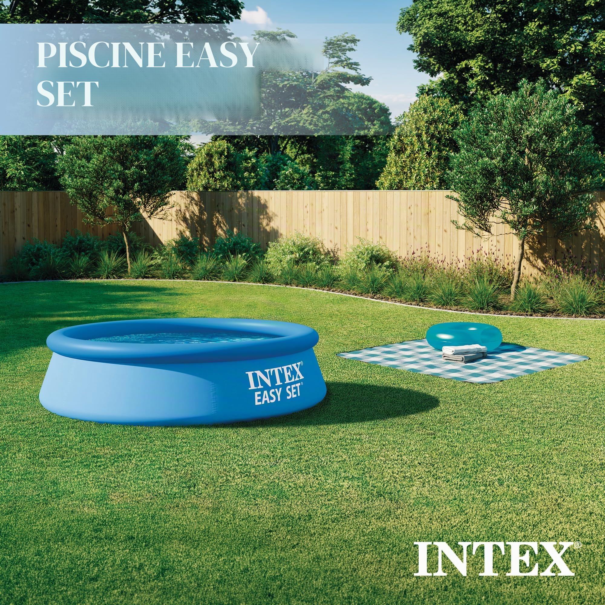 Intex 28106EH Piscine extérieure Portable Gonflable résistante à la Perforation Bleu 2,4 x 61 cm