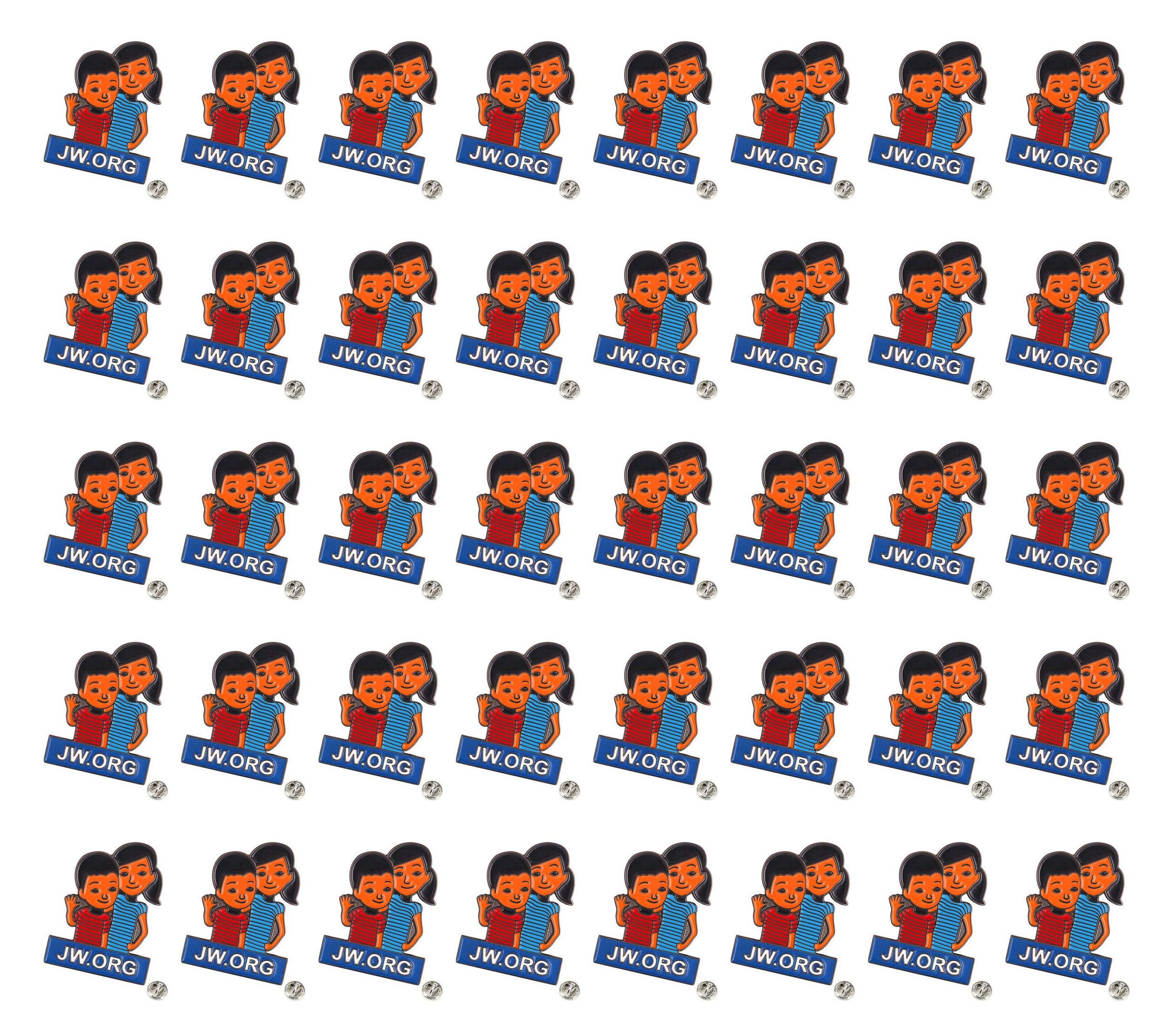 TANG SONG 40PCS JW.ORG Lapel Pins Caleb and Sophia Lapel Pins Become Jehovah's Friends-Kids pins