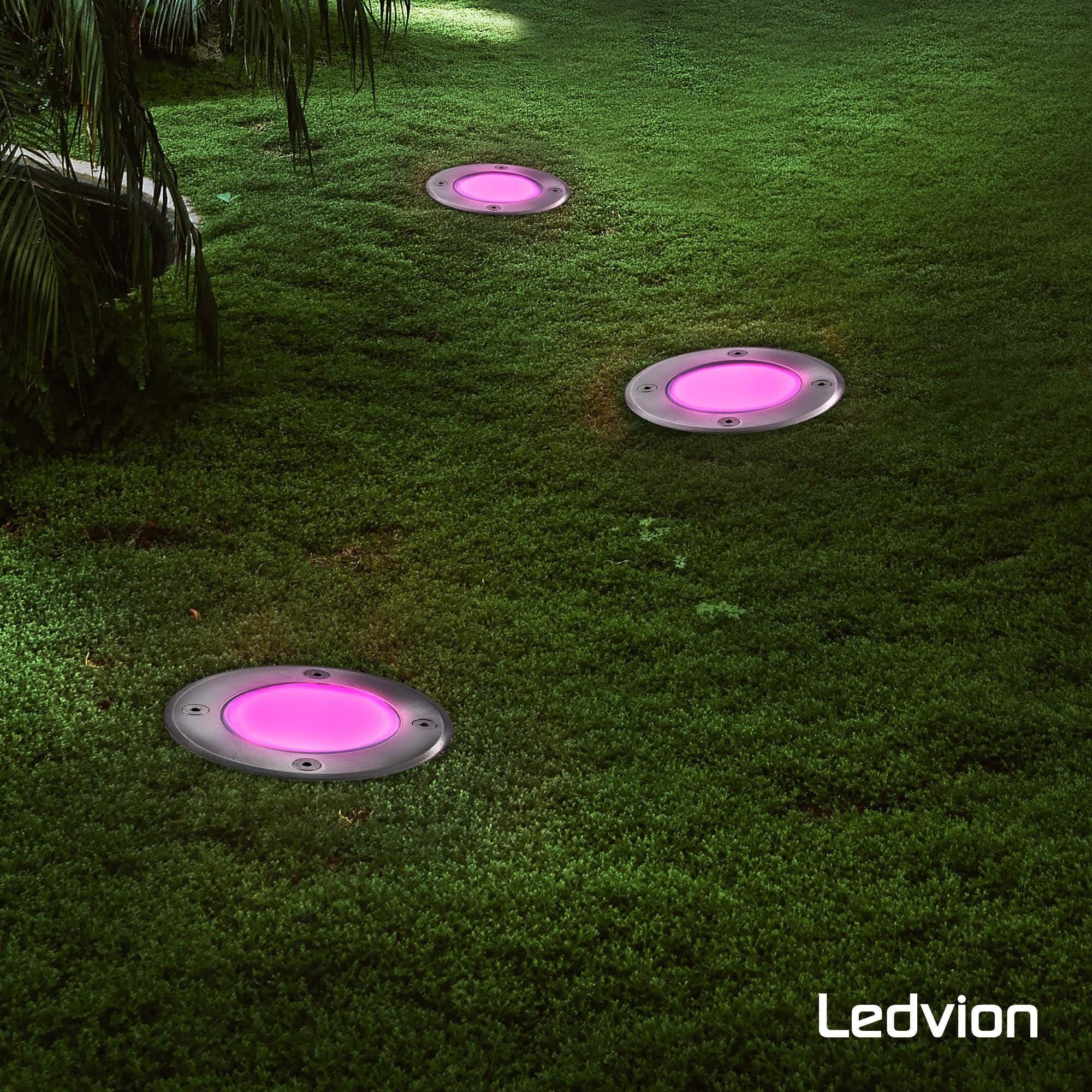 Ledvion 3er Set LED Bodenstrahler Außen IP67 4.9W GU10 RGB 1m Rund