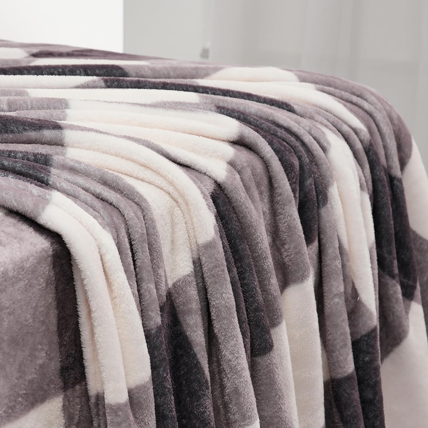 マイクロフリースチェックベッドシーツセット フルサイズ - ウルトラソフトベルベットプラッシュベッドシーツ 深いポケット付き 毛玉な