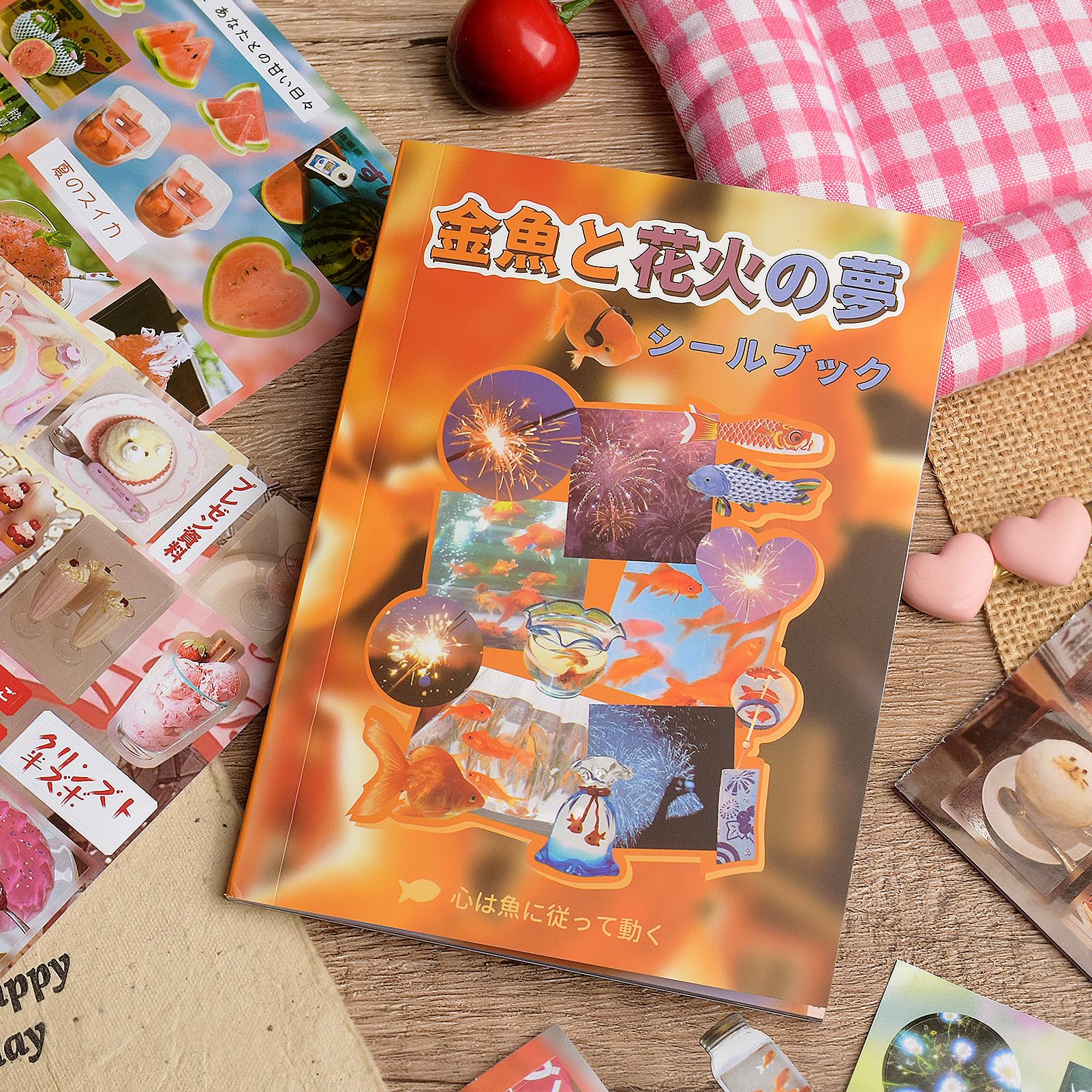 Snylcce Goldfish & Fireworks Dream Japanese Summer Festival Sticker Book, 20 Sheets Kawaii Goldfish & Fireworks Decals For Junk Journaling, Scrapbook, Diy Planners, Themed Craft Supplies