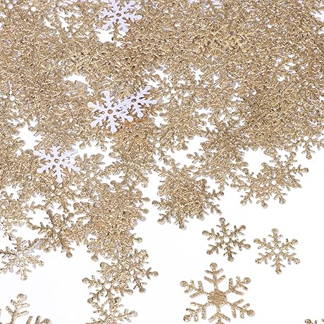 500-Piece Gold Snowflake Confetti for Winter Festivities