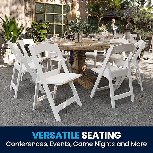 Miniatura 8 de Flash Furniture - Silla con capacidad para 1000 libras modelo Hércules silla plegable de resina de caoba con asiento acolchado de vinilo negro Blanco