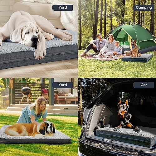Miniatura 6 de Sytopia Cama lavable de 44 pulgadas para perros grandes  Felpa de doble cara, impermeable, funda extraíble, soporte ortopédico grueso, comodidad