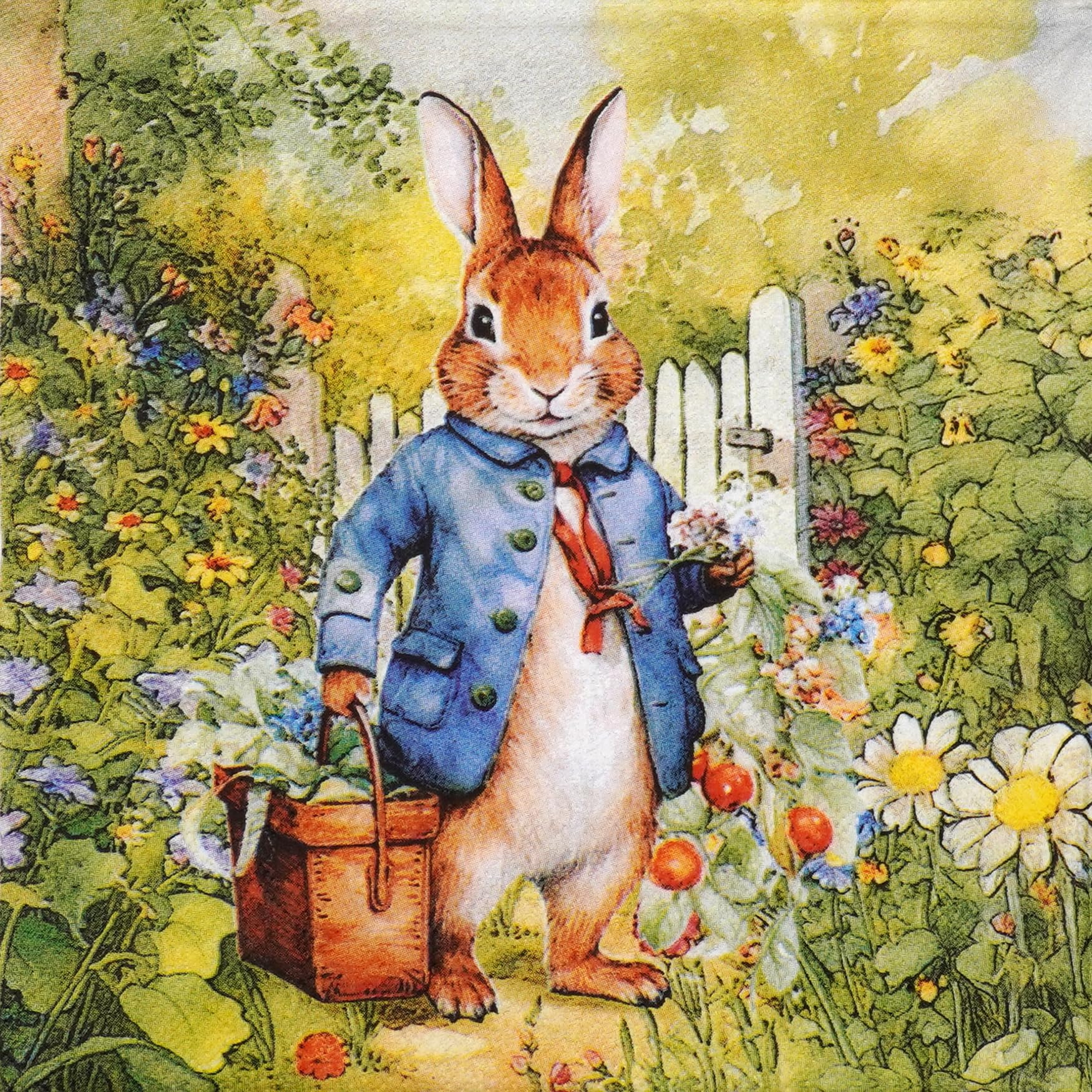 20 Luxury Ambiente Paper Napkins - Mister Rabbit - Table Decoration with Motif Also for Party or Decoupage 33x33cm 3 ply
