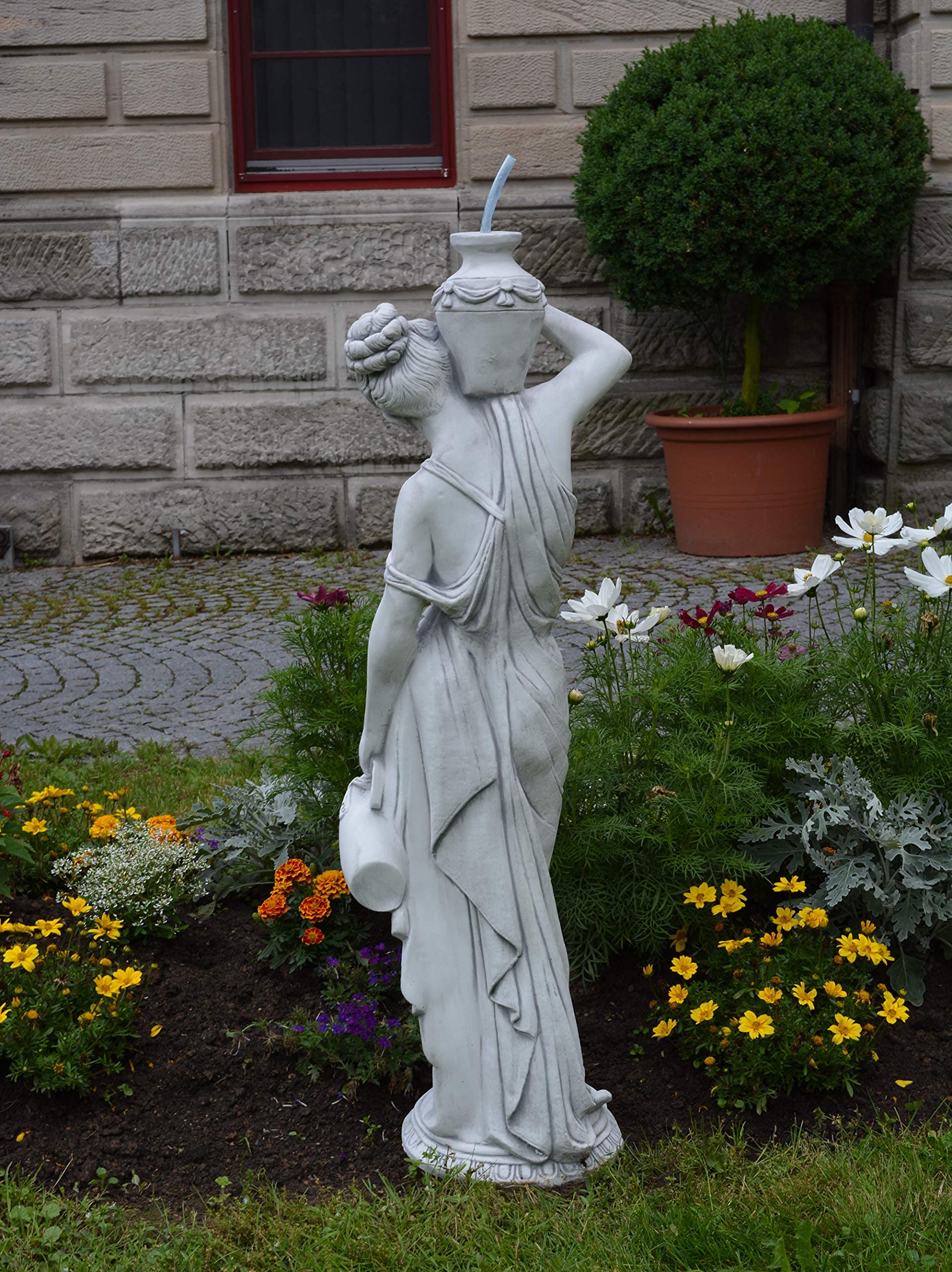 gartendekoparadies.de Statue der Göttermutter Maia, Steinfigur, H. 112 cm, 48 kg, Grau, frostsicher aus Steinguss für Außenbereich