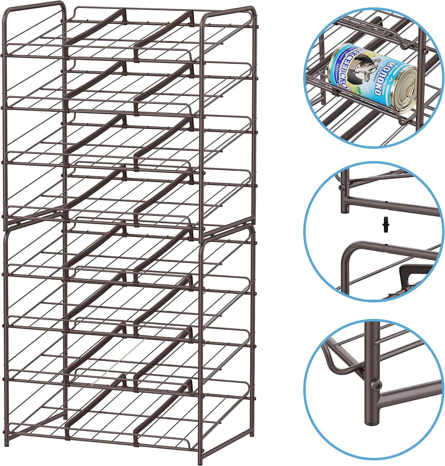 Simple Trending 4-Tier Can Rack Organizer, Can Storage Dispenser Holds up to 48 Cans for Kitchen Cabinet or Pantry, Bronze