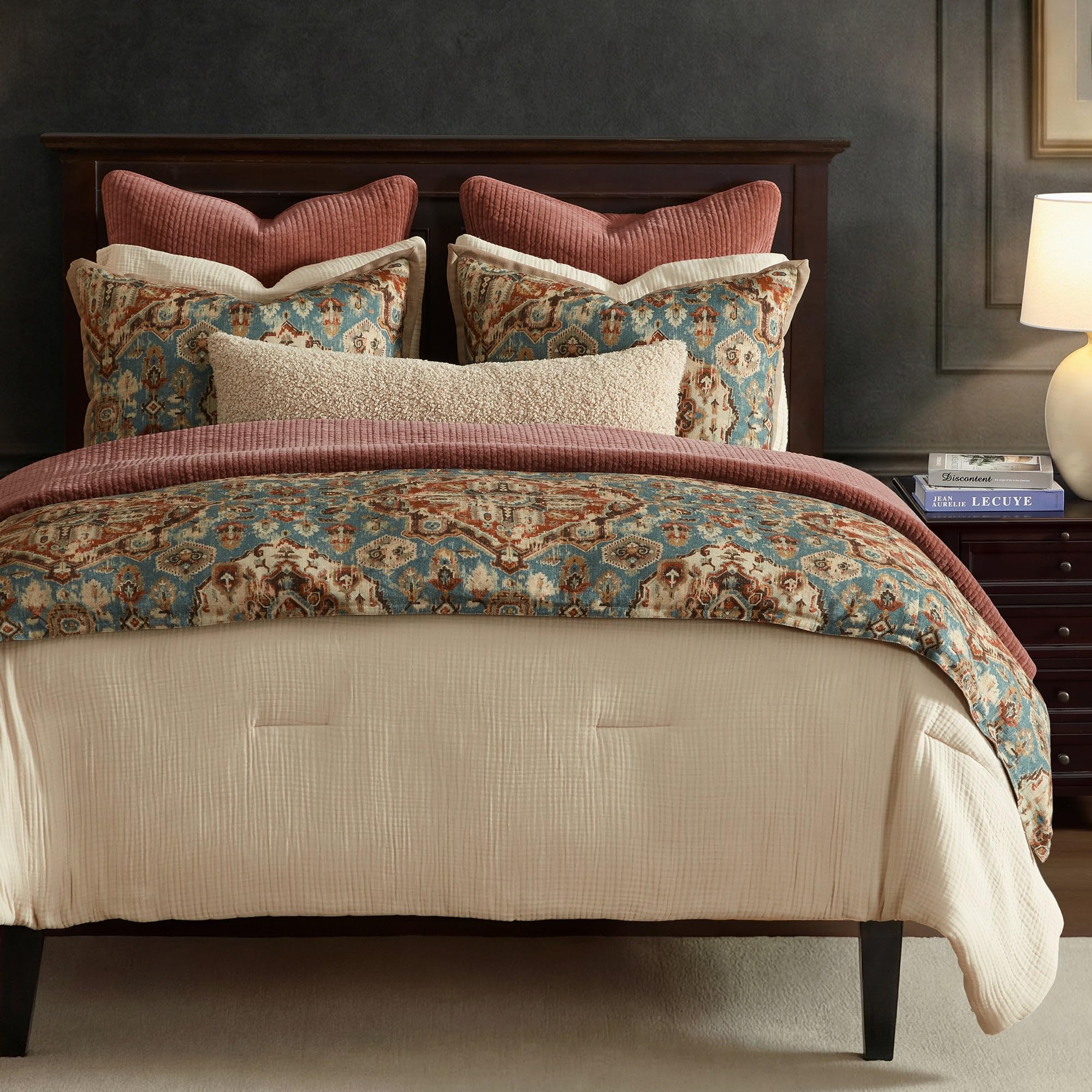 HiEnd Accents Carmen Kilim 3 Piece Queen Teal Boho Bedding Comforter Set