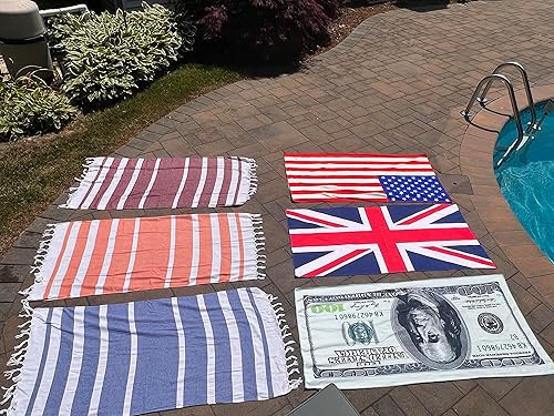 Miniatura 4 de Toalla de playa de microfibra con bandera estadounidense, toalla de playa sin arena, grande, súper absorbente, ligera, de secado rápido, para