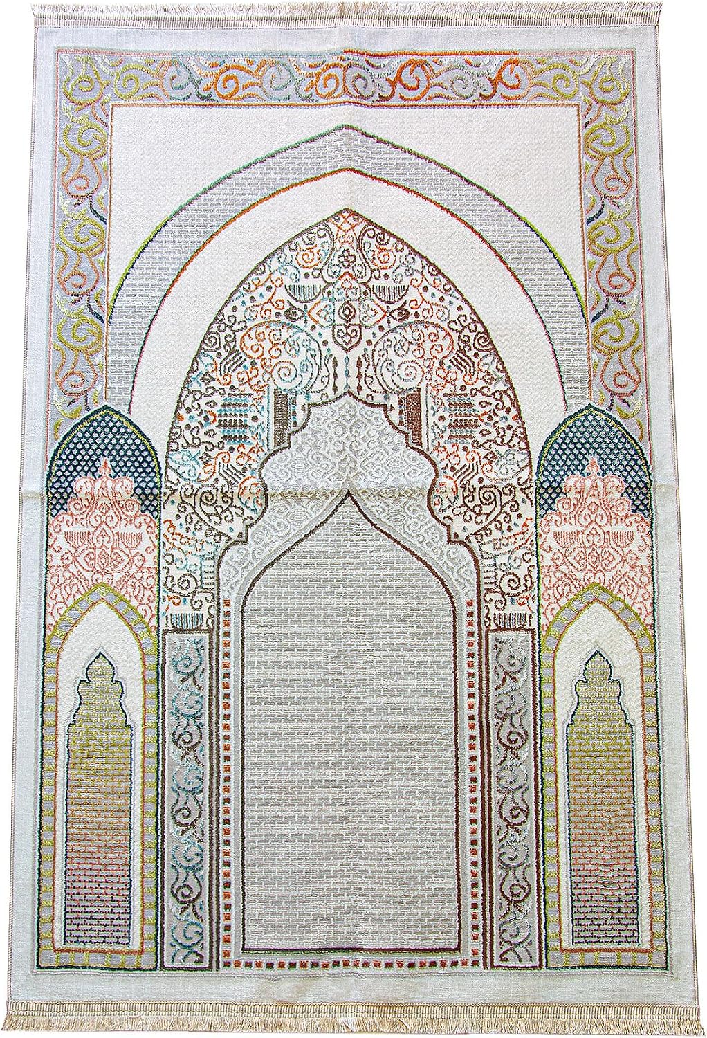Geleneksel Desenli Hediyelik Halı Tipi Dokuma Seccade Bej