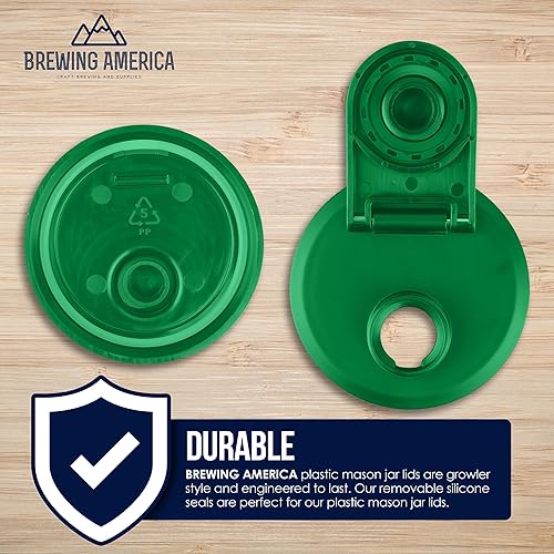 Miniatura 45 de Mason Jar Lids Wide Mouth Plastic 4 pack-USA Made-Flip Cap Screw Top Pour Spout Drink Hole - Leak-proof for Kerr and Ball Canning Jars - Airtight