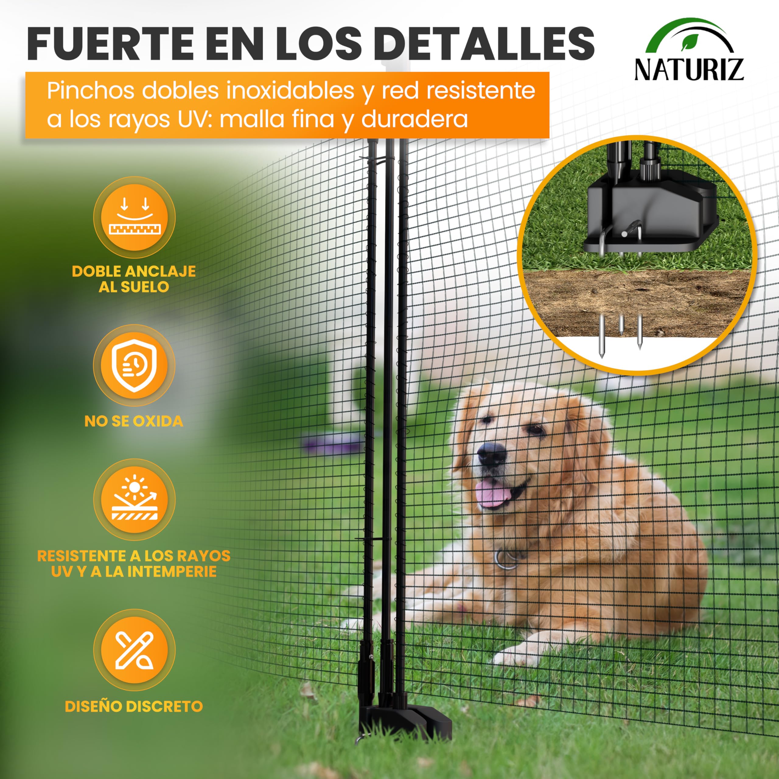 NATURIZ® Valla de mimbre con apertura con una sola mano – Puerta móvil para camping, jardín y pasto – Puerta de pasto con montaje y desmontaje rápido, sin electricidad