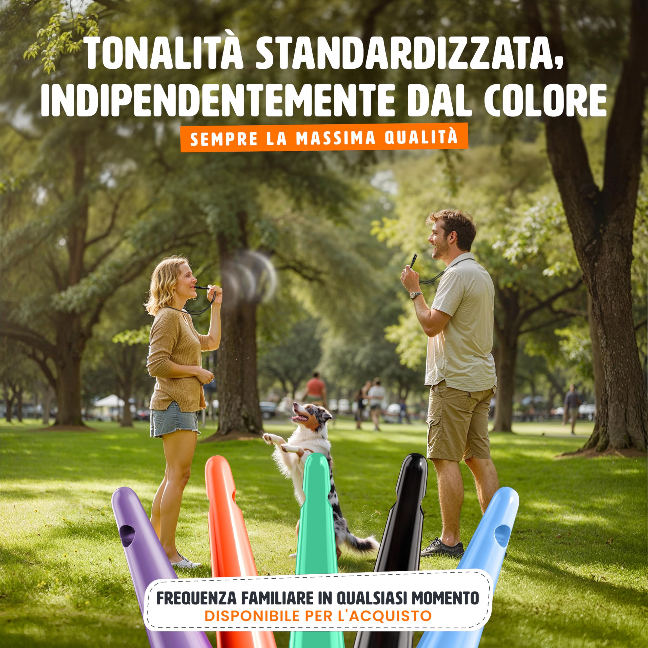ENERO® Fischietto per cani con pratica fascetta - cani accessori - con frequenza standardizzata - Ideale per l'addestramento dei cani - udibile e di ampia portata - fischio per cani nero