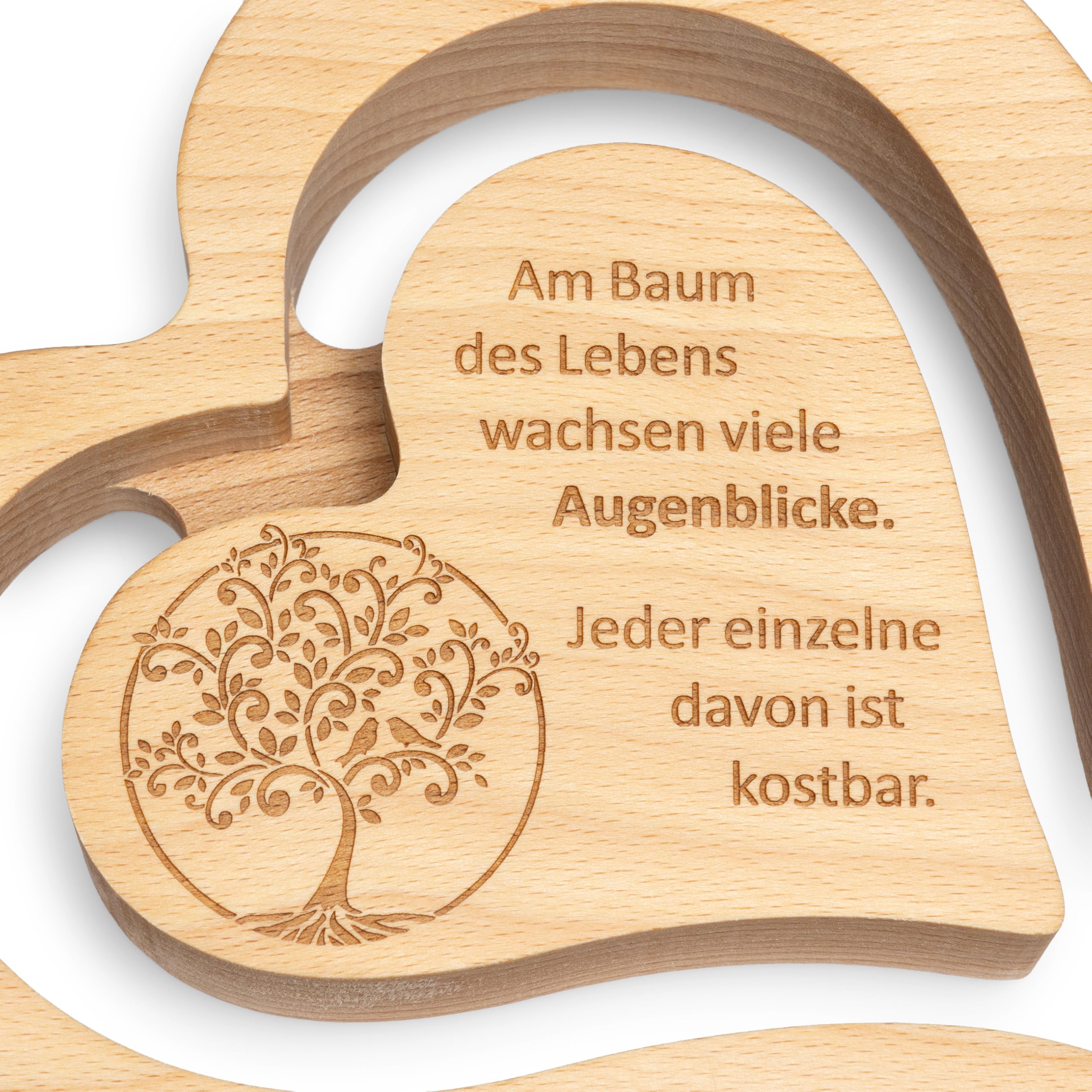 SIKORA DK29 XL großes Deko Massiv Holz Herz Natur Lebensbaum Spruch zum Hinstellen