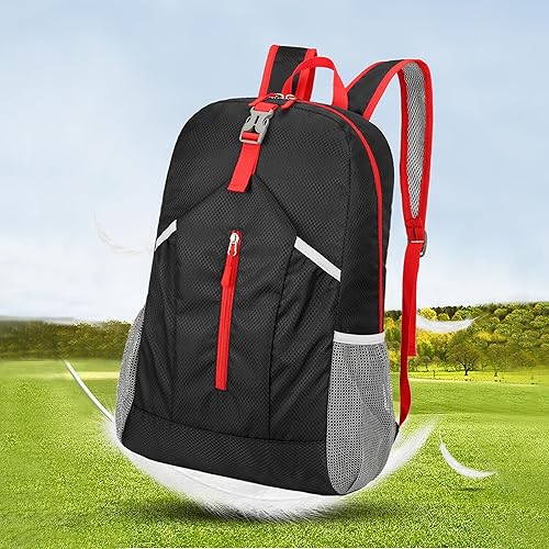 Miniatura 5 de Mochila de senderismo plegable de 25L ligera, plegable, básica, bolsa plegable resistente al agua, viajes, hombres y mujeres, camping, ciclismo al