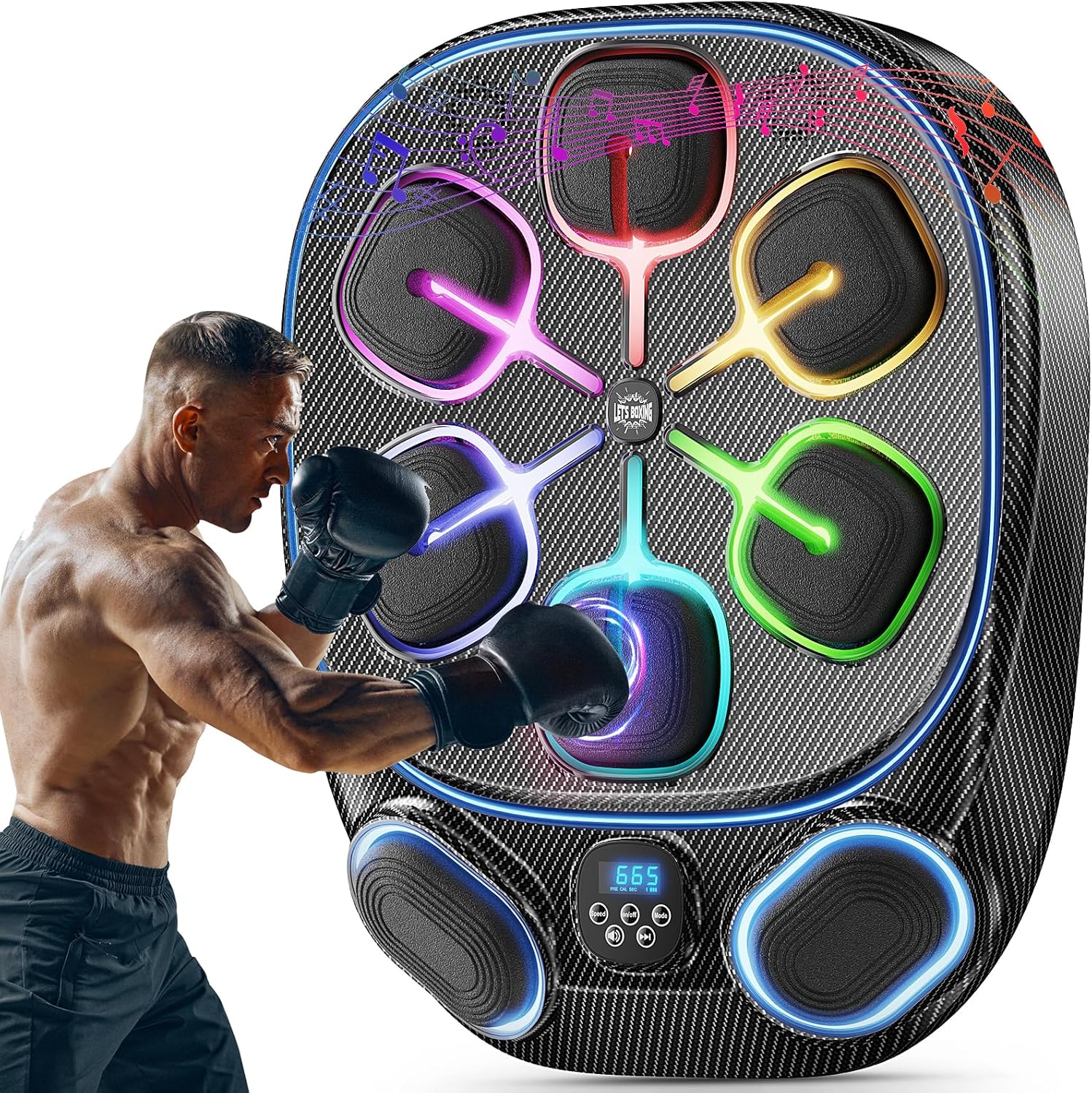 Music Boxing Machine with Gloves, Adjustable Punching Bag Dummy for Adults Home Gym - 2026 Heavy Duty Fitness Equipment
