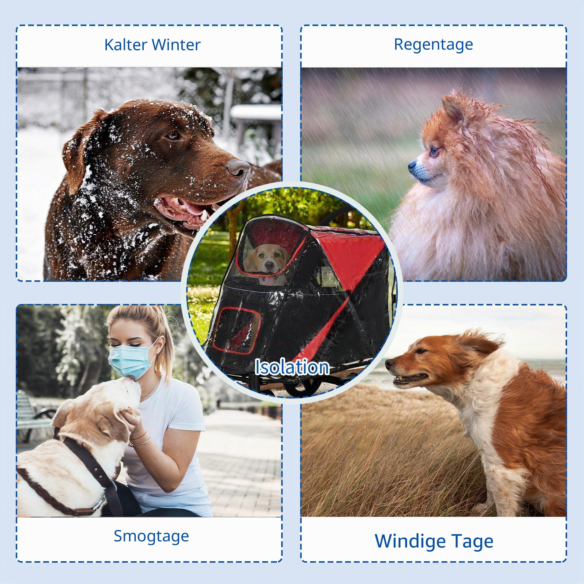 PawHut Regenschutz für Hundewagen, Buggy, für große und mittelgroße Hunde