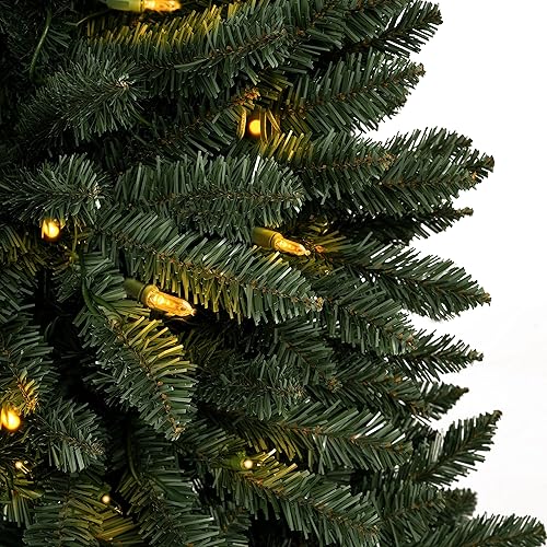 Miniatura 8 de Prague - Árbol de Navidad artificial preiluminado de 6.5 pies con pedal de pie, 1197 puntas de rama, 450 luces cálidas y soporte de metal, árbol de