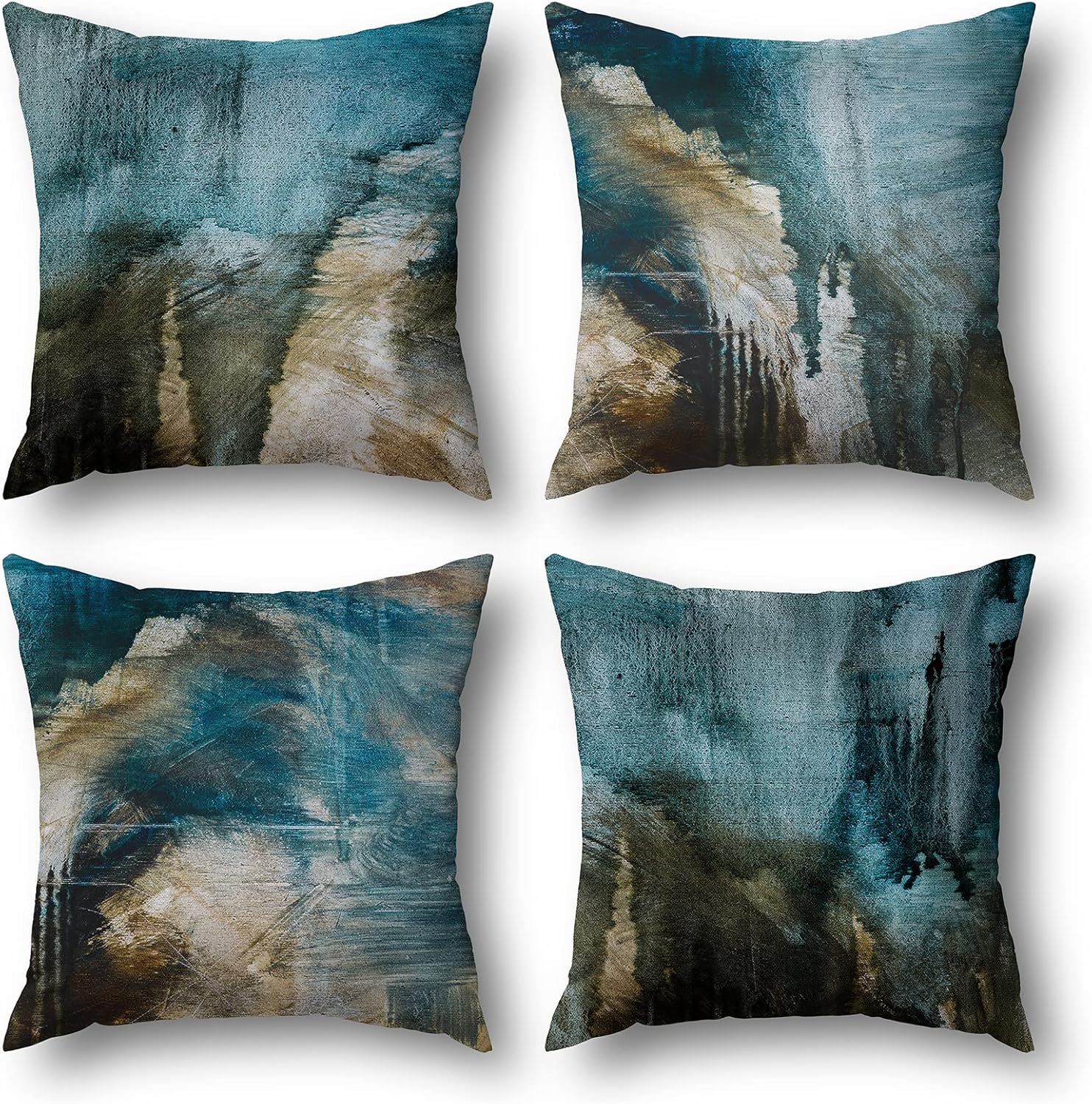 wyooxoo Throw Pillow Covers 18x18 Set of 4 Decorative Outdoor Teal