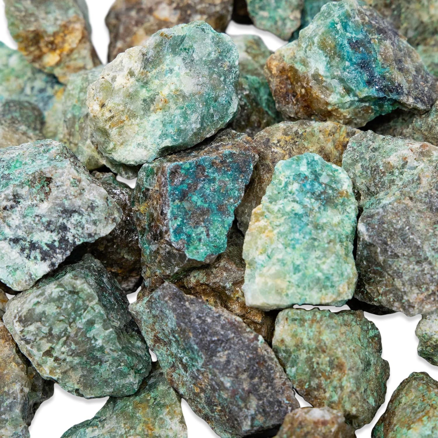 1/2 lb Chrysocolla Rough Stones - Natural Raw Crystals for Tumbling Cabbing Polishing Wire Wrapping Lapidary & Jewelry Making - Fountain Decoration Rocks - Reiki Yoga & Wicca Healing - Bulk Rocks