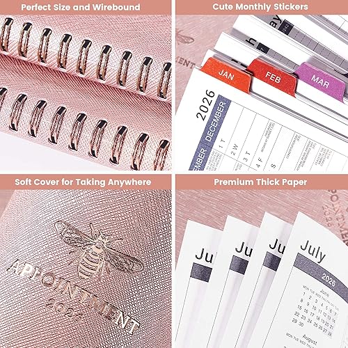 Miniatura 6 de Agenda de citas 2026, enero de 2026 a diciembre de 2026, 11 x 9 pulgadas, agenda diaria por hora 2026 con intervalo de 15 minutos