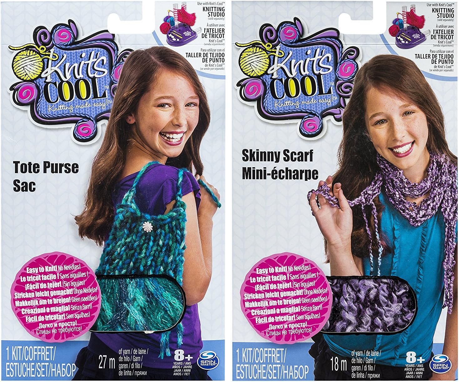 Knits Cool Projects Set of 2: Skinny Scarf and Tote Purse Bundle