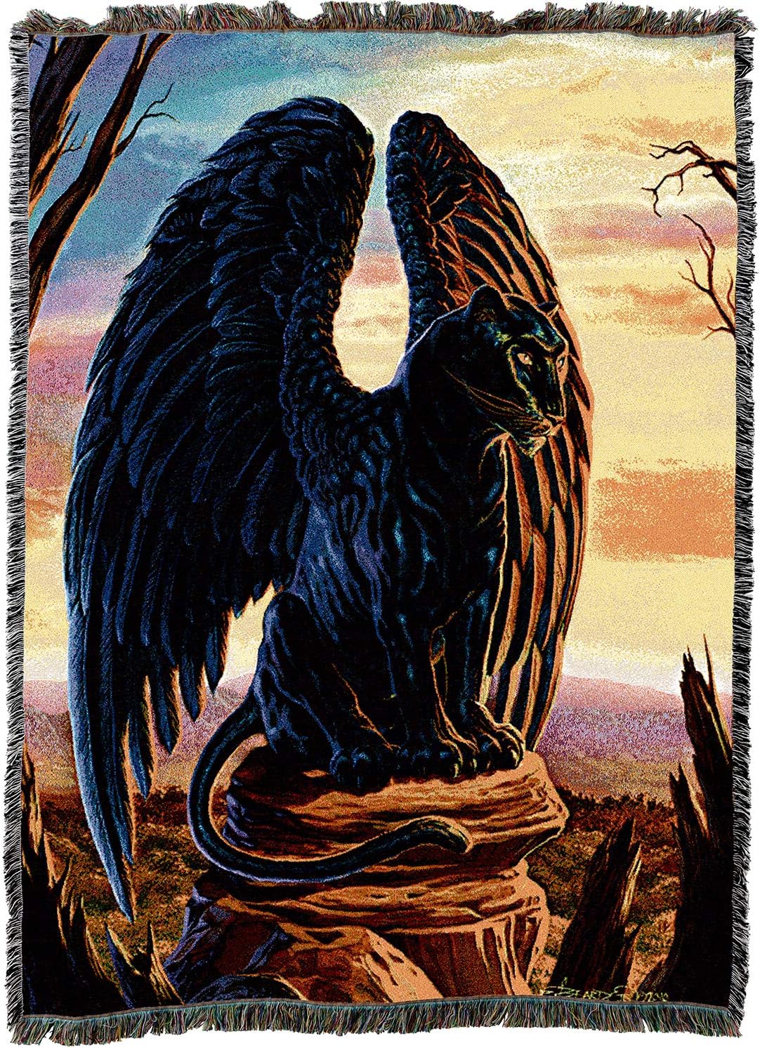 Pure Country Weavers The Obsidian Guardian Panther Blanket by Ed Beard Jr - Gift Fantasy Tapestry Throw Woven from Cotton - Made in the USA (72x54)