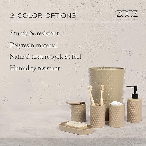 Miniatura 6 de zccz Juego de accesorios de baño de 6 piezas, soporte para cepillo de dientes, taza para cepillo de dientes, dispensador de jabón, bandeja de