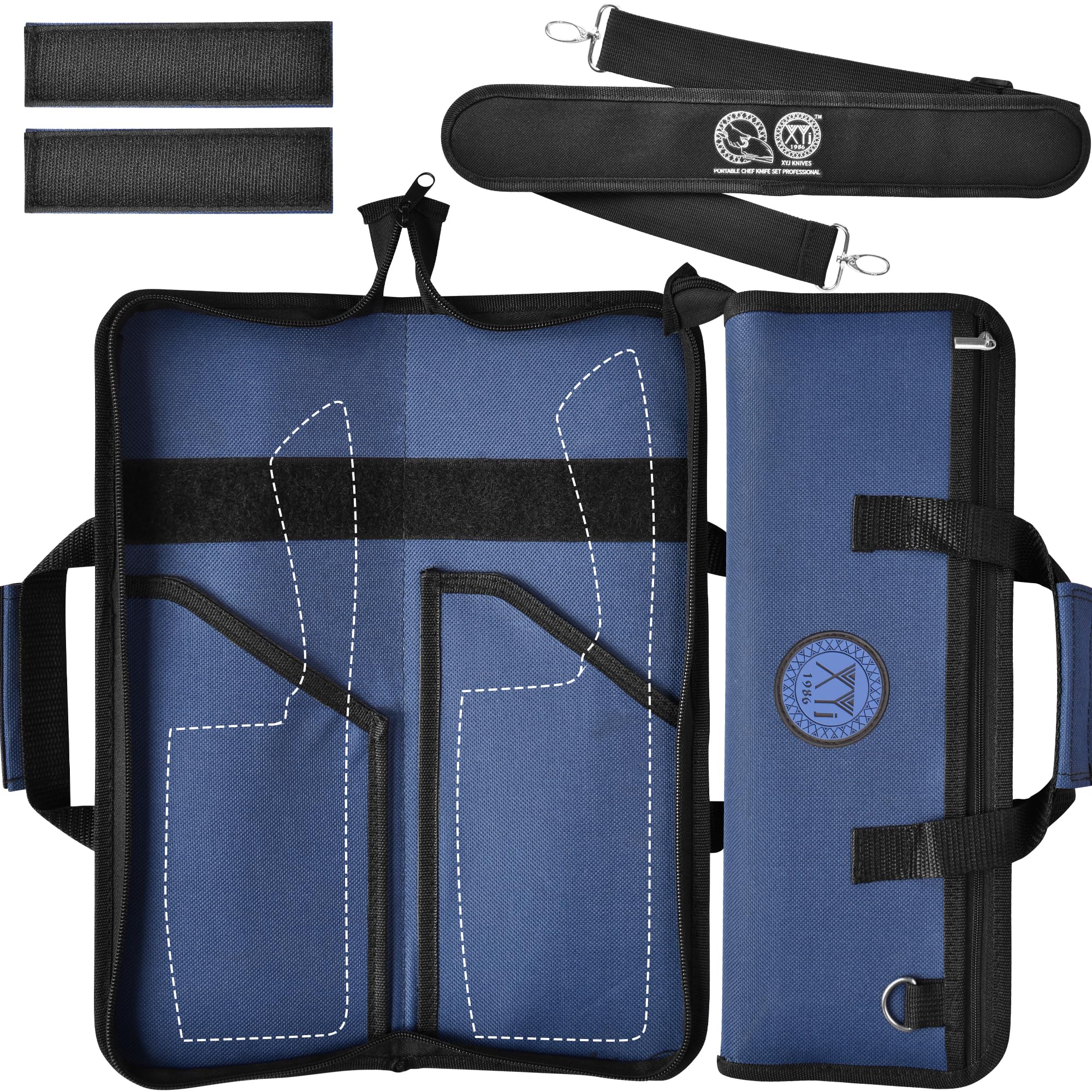 XYJ Chef's Knife Roll Bag Canvas Knife Carrying Case with Durable Handles Shoulder Strap
